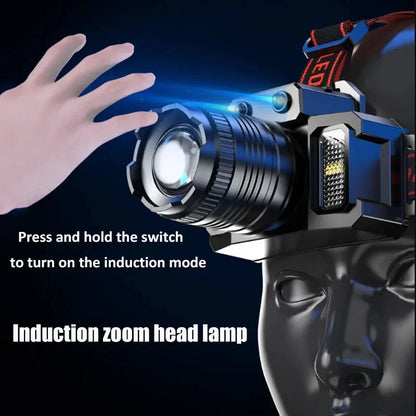 LED Sensor Headlamp Camping Search Light Head Flashlight Rechargeable Powerful Head Lamp Front Lanterns Headlights 5 Styles