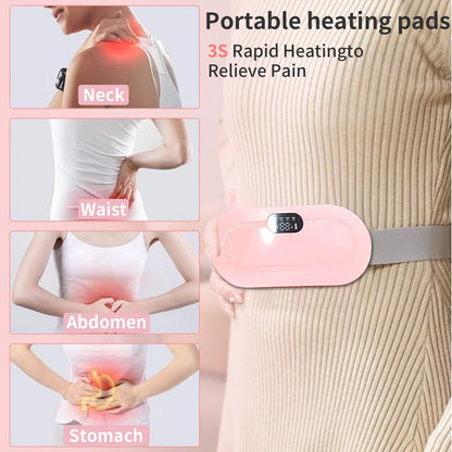 Portable Heating Pad for Period Cramps,1800Mah Cordless Period Heating Pad,3 Massage Modes Menstrual Heating Pad,Electric Rapid Fast Heating Period Cramp Heating Pad, Gifts for Women & Girl,Pink