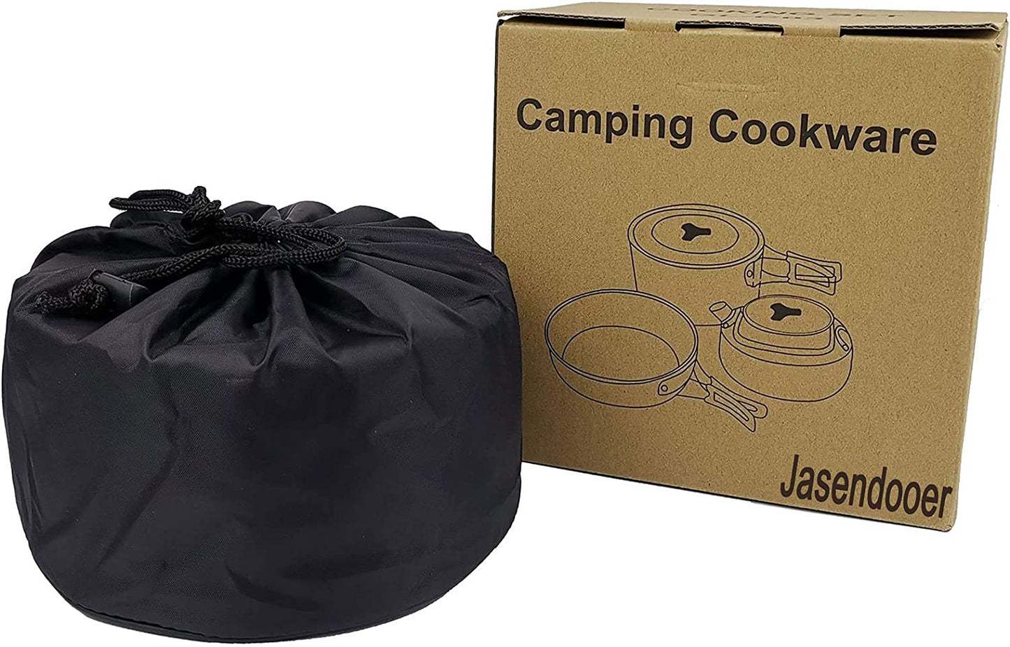 Outdoor Cookware Set Camping Cooker Set Camping Equipment Mountaineering Aluminum Cooker BBQ Tableware Camping Pot Set Suitable for 2~3 People - Green