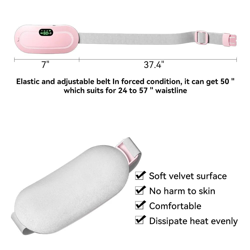 Portable Heating Pad for Period Cramps,1800Mah Cordless Period Heating Pad,3 Massage Modes Menstrual Heating Pad,Electric Rapid Fast Heating Period Cramp Heating Pad, Gifts for Women & Girl,Pink