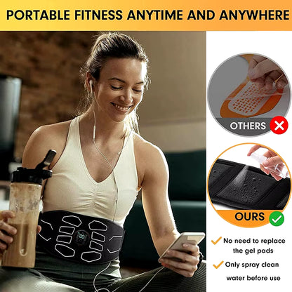 EMS Abdominal Toning Belt Electric Muscle Stimulation Muscle Toner Portable Fitness Massager Waist Trainer Body Slimming Shaping