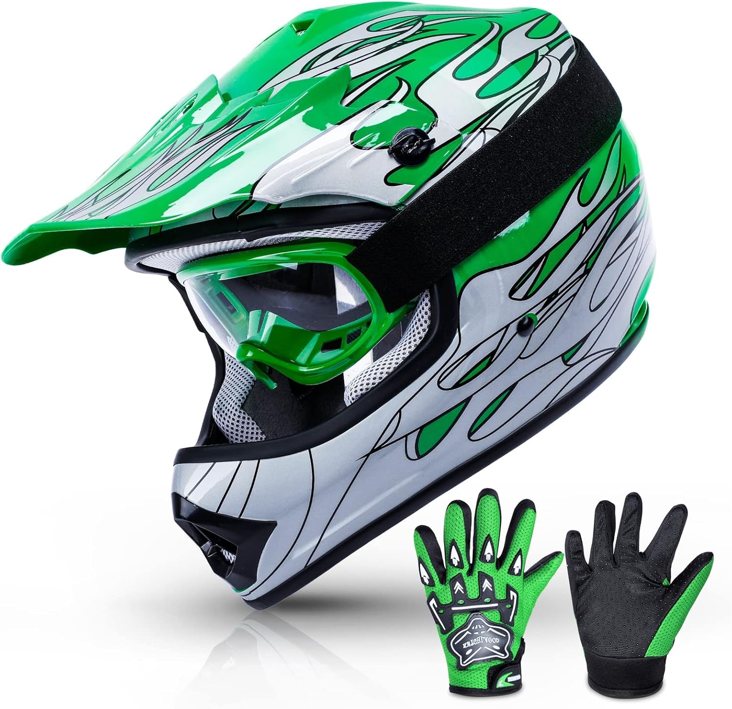 Youth Kids Motocross Helmet ATV Dirtbike Street BMX MX Offroad Full Face Motorcycle Helmet Gloves Goggles Dot Approved