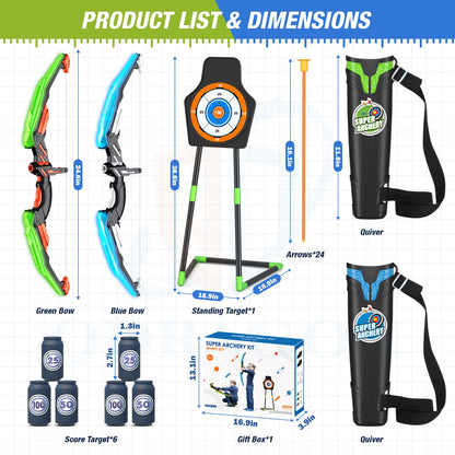 Bow and Arrows for Children Kids Archery Bow Practice Recurve Bow Outdoor Sports Game Hunting Shooting Toy Boys Gift Bow Kit Set