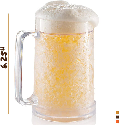 Double Wall Insulated Mug for Beer – Freezable Beer Mug, 16 Oz Freezer Beer Mug – Perfect Beer Cooler Cup for Home Bar Accessories, Beer Gifts for Men, Insulated Gel Plastic Pint - 1 Pack