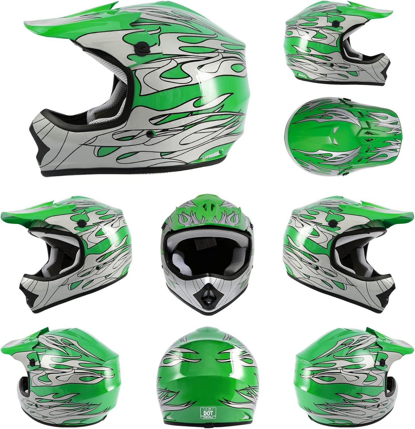 Youth Kids Motocross Helmet ATV Dirtbike Street BMX MX Offroad Full Face Motorcycle Helmet Gloves Goggles Dot Approved