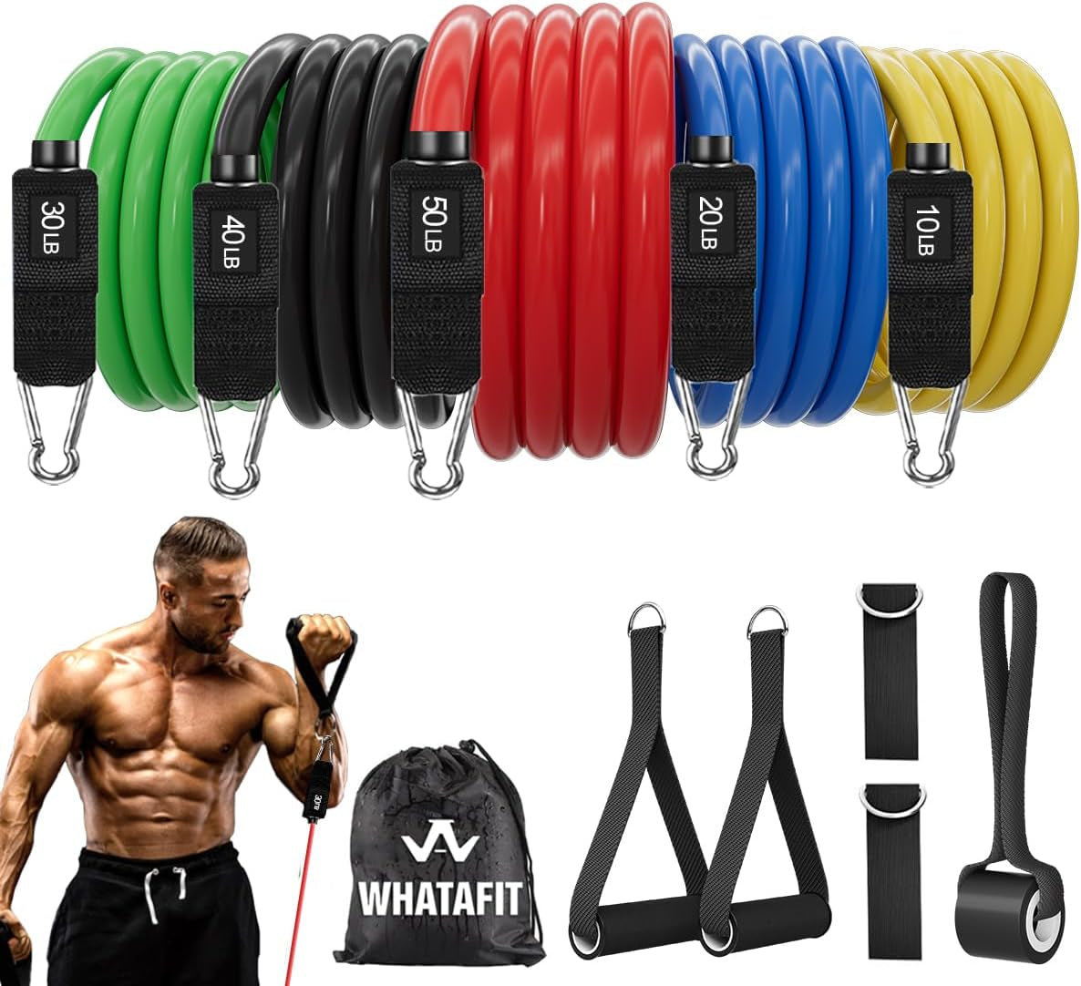 Resistance Bands, Exercise Bands，Resistance Bands for Working Out, Work Out Bands with Handles for Men and Women Fitness, Strength Training Home Gym Equipment