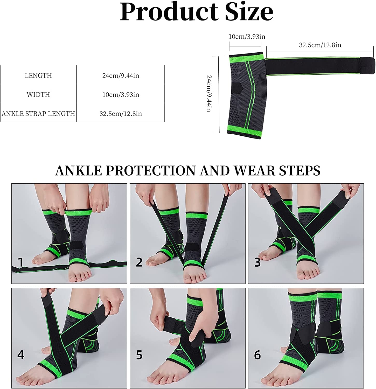 Ankle Support Brace, Breathable Ankle Compression Sleeve with Adjustable Wrap,Elastic Ankle Braces Stabilizer for Plantar Fasciitis,Achilles Tendonitis,Sprained Ankle Pain Swelling Relief (Single)