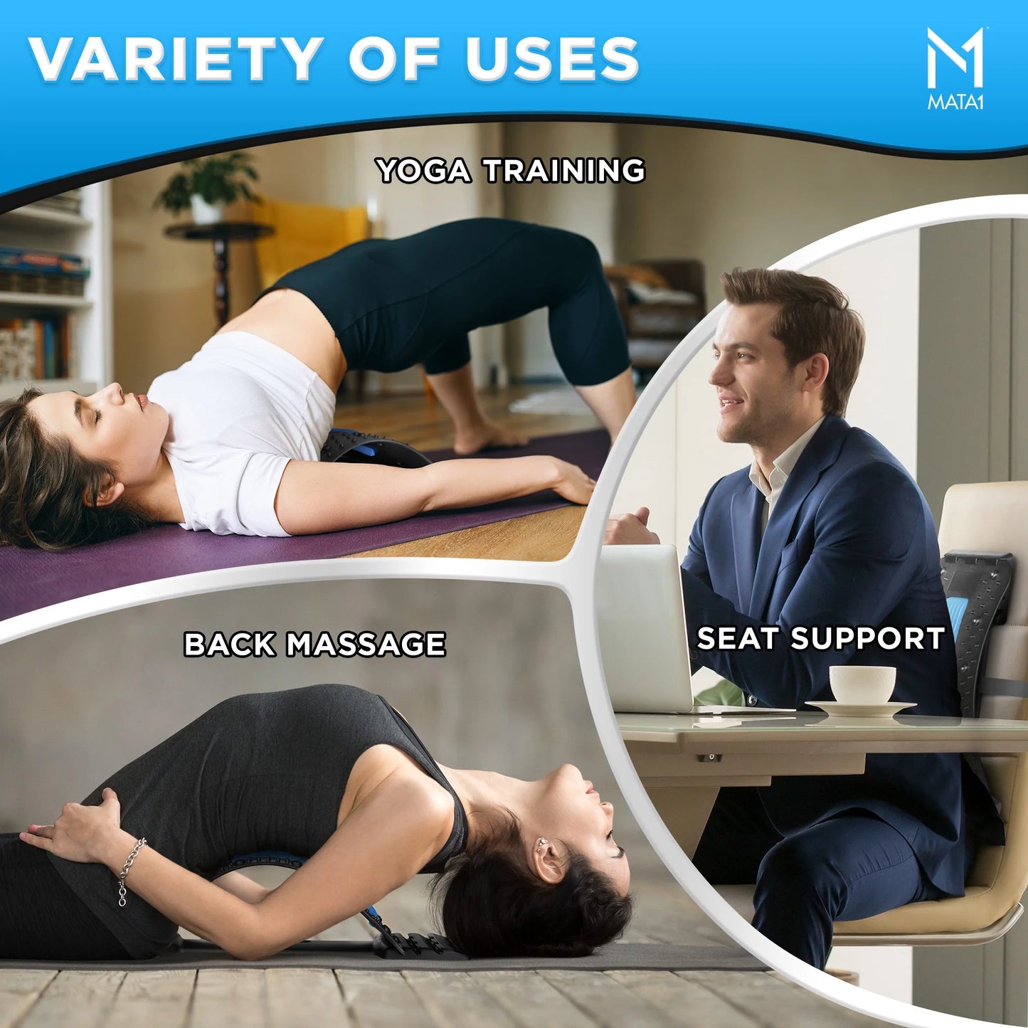 Back Stretcher for Lower Back Pain Relief, Back Cracker Lumbar Spine Board Adjustable Multi-Level Lumbar Support Back Massagers, Lower and Upper Back Pain Relief with 4 Levels Adjustment