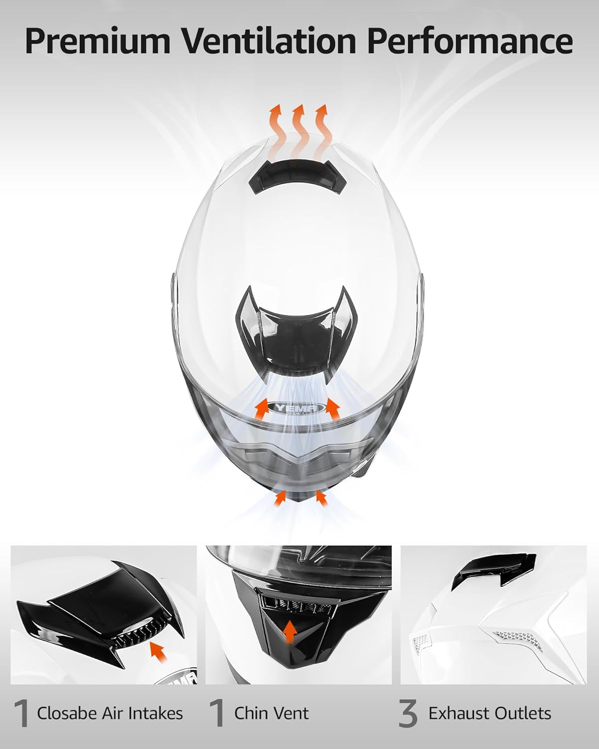 Modular Motorcycle Helmets, DOT Approved Full Face Motorcycle Helmet with Flip up Dual Visor, Helmets for Adults Motorcycle Men Women Helmets for Street Scooter ATV E-Bike - YM-926