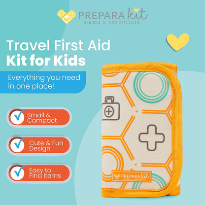 Travel First Aid Kit for Kids - Mini Car, Purse, Backpack, or Diaper Bag 75 Piece Medicine Includes All Essential Medical Supplies Tsa-Approved (Orange Crush)